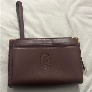 Cartier Burgundy Leather Wristlet